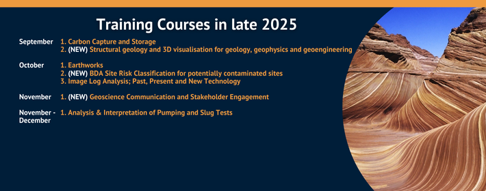 Banner image listing the GSL Training Courses taking place in late 2025